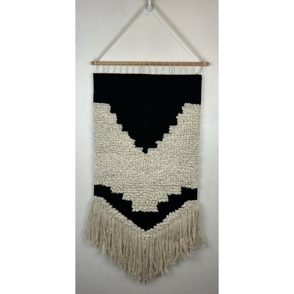 Macrame Wall Hanging Boho Hippie Retro Textile Art 70's Look Wall Decor 18x37